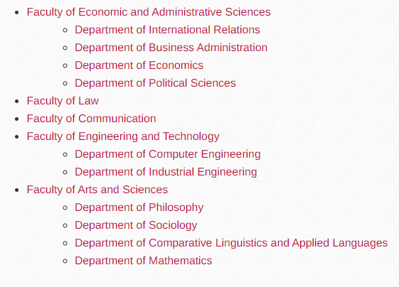 List of faculties and programs at Galatasaray University